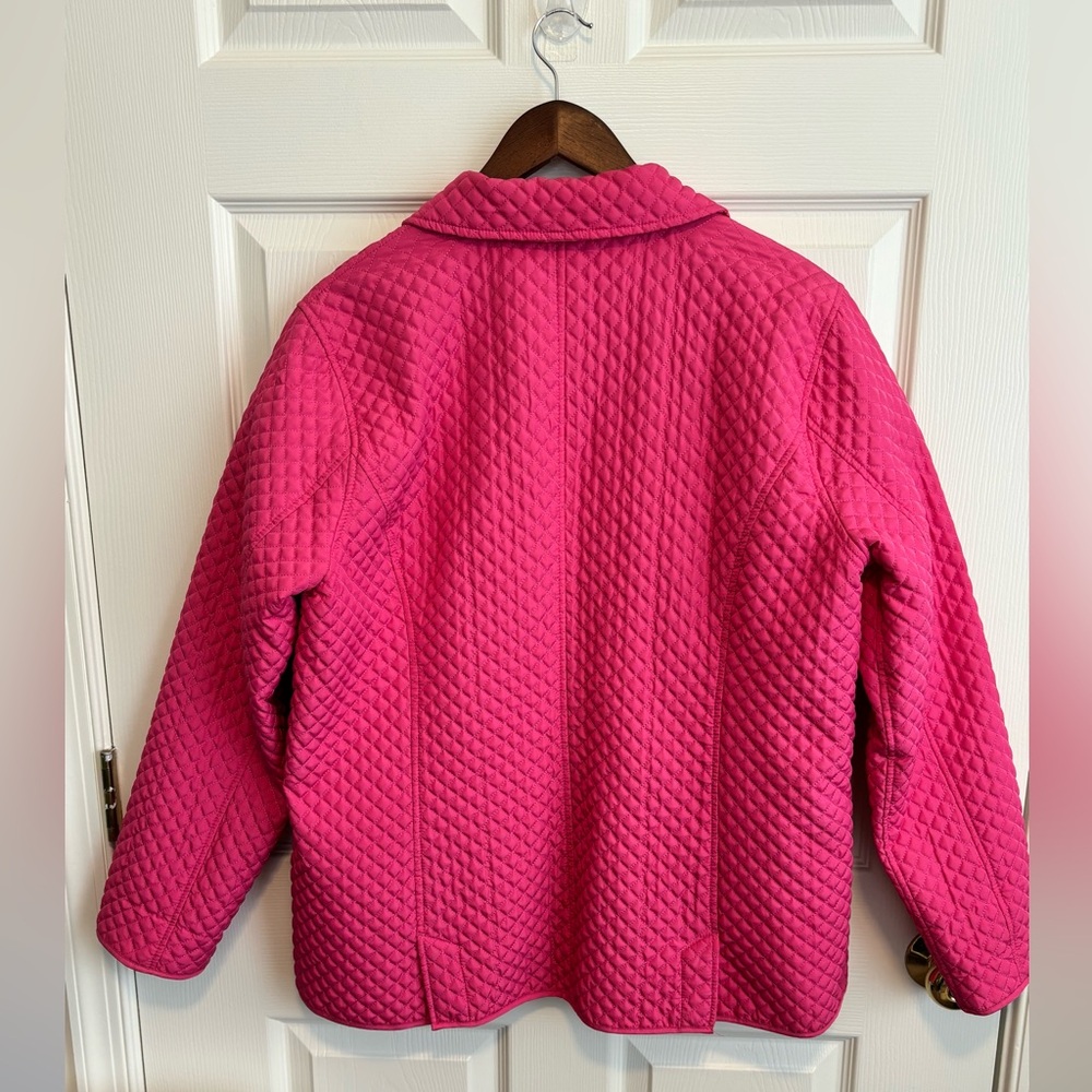 CASUAL IDENTITY PINK QUILTED SNAP FRONT LINED MID LENGTH CLASIC JACkET. SZ XL - Picture 8 of 12